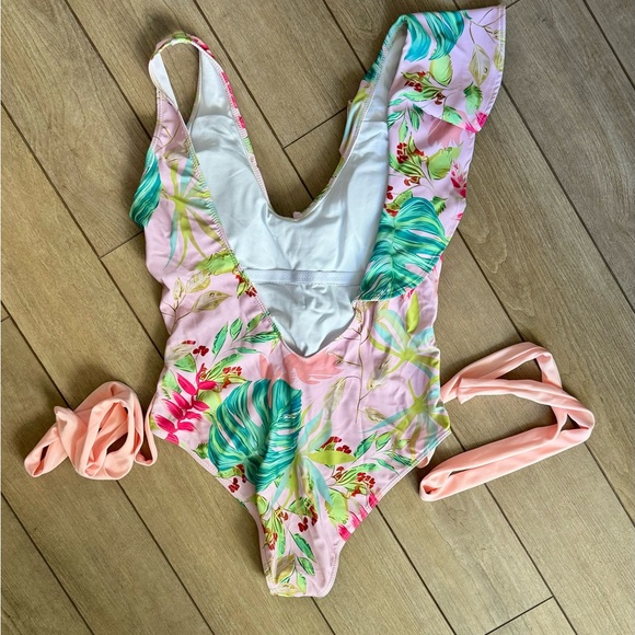 Pink Tropical Palm Bathing Suit - Picture 4 of 7
